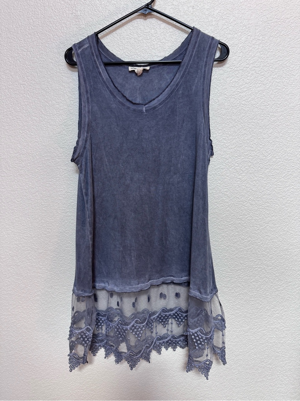 Boho Embroidered Lace Tunic Dress Women’s M Faded Navy Festival